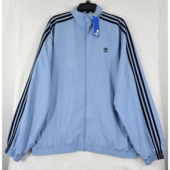 adidas Other - Adidas Originals Track Jacket Medium Ash Blue Black 3 Stripes Full Zip New NWT